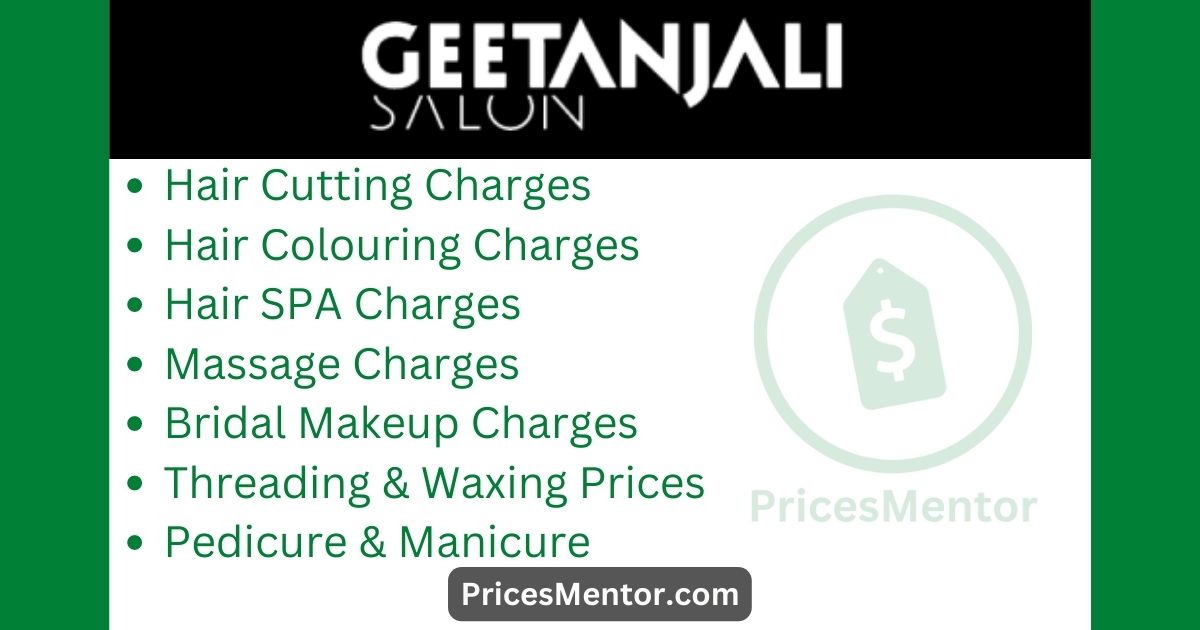 Geetanjali Salon Price List 2023 | Services Menu & Rate Card